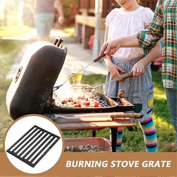 Eldstadsrost Rektangulär Grillrost Järn Vedrost Utomhusgrillrost Black 25.00X16.50X0.90CM