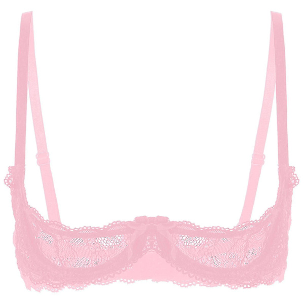Naisten 1/4 Kupit Rintaliivit, Alaviiva, Halter-Kaula, O-Rengas, Läpinäkyvä Pitsi, Push Up Rintaliivit, Alusvaatteet, Rinnat Avatut Rintaliivit, Xinmu Dusty Pink C S
