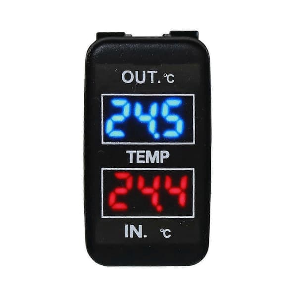 Dobbelt temperaturdisplay inde og uden for bilen Dobbelt temperatursensor til Prado Prius Black