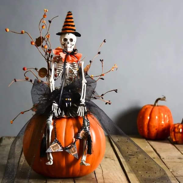Halloween Indoor Full Body Realistic Posable Hanging Skeleton (40cm) 5 Pieces