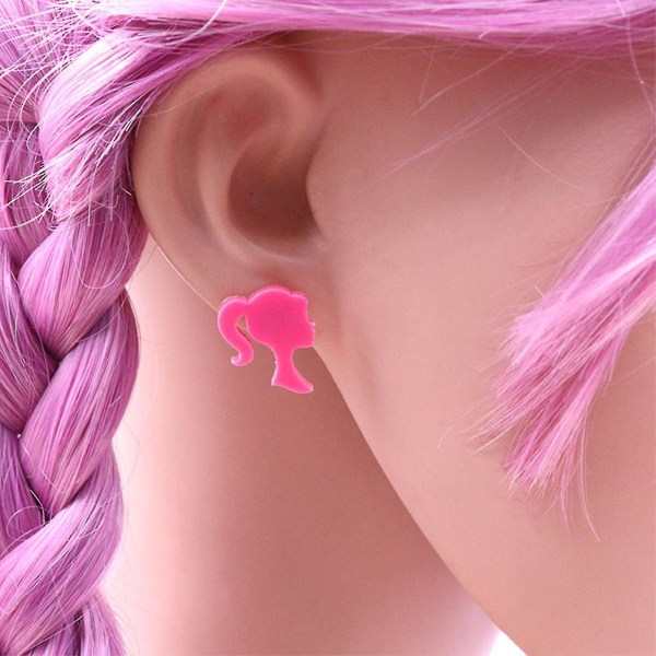 Kompatibel med Barbie pige øreringe til kvinder piger, akryl bøjle stud Drop Dangle øreringe, hypoallergeniske til følsomme ører Girl stud earrings