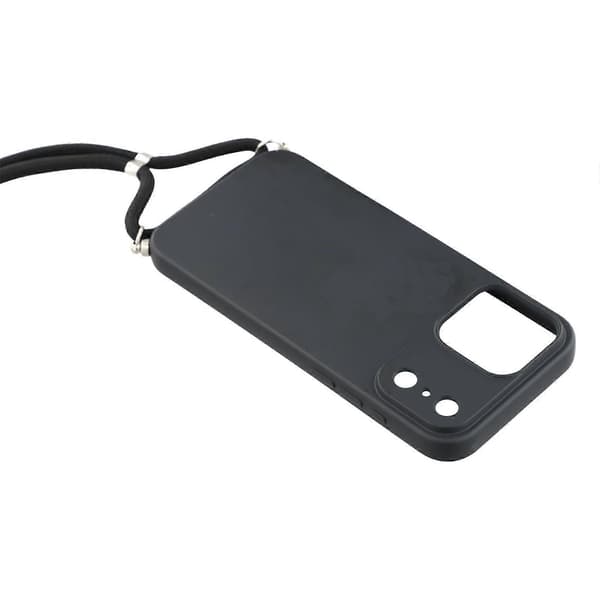 Skal för iPhone 17 Pro, mjukt TPU-fiberfoder, telefonfodral med axelrem Black