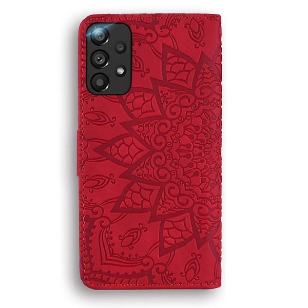 Pengepung til Samsung Galaxy A33 5G Premium PU Læder Flip Cover Mandala Red