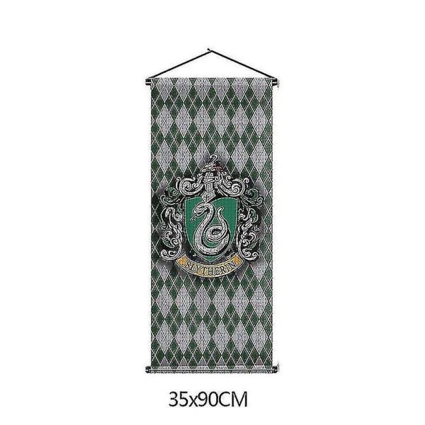 Harry Potter Fan Plaid Hængende Flag Hogwarts Skole for Heksekunst og Trolddom Flag Tapestry Indendørs Scene Dekorativ Hængende Flag Slytherin 35*90cm