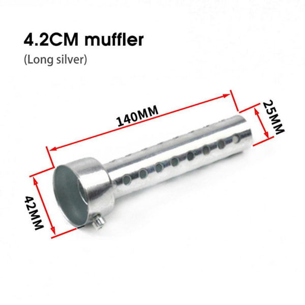 Motorsykkeldemper 35mm 42mm 45mm 48mm 60mm Db Killer Eksosrør Dempere Motorsykkel 42MM Long Silver