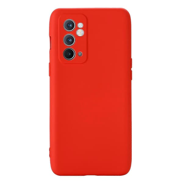För OnePlus 9RT 5G Enfärgat Flytande Silikonskal Red