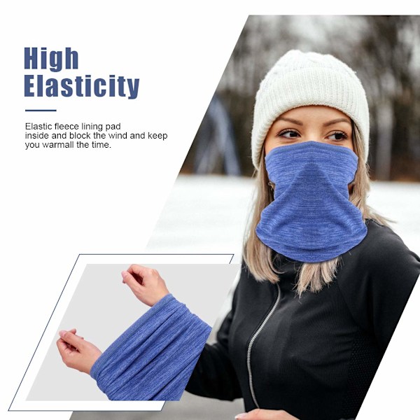 Vinterhalsvärmare Fleece Vindtät Halskrage Snood för Män Kvinnor Kallt Väder Ansiktshalsduk Huvudbonad för Skidåkning Löpning Cykling Navy Blue+blue