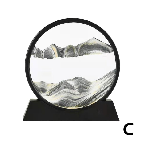 CZQIKEDA Bevægeligt Sandkunstbillede Sandscapes, 3D Dynamisk Rund San sort One-size
