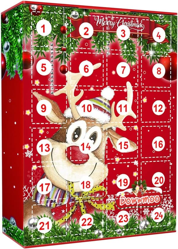 Adventskalender 2026 med 24 nøkkelringer, julekalender med samlerobjekter
