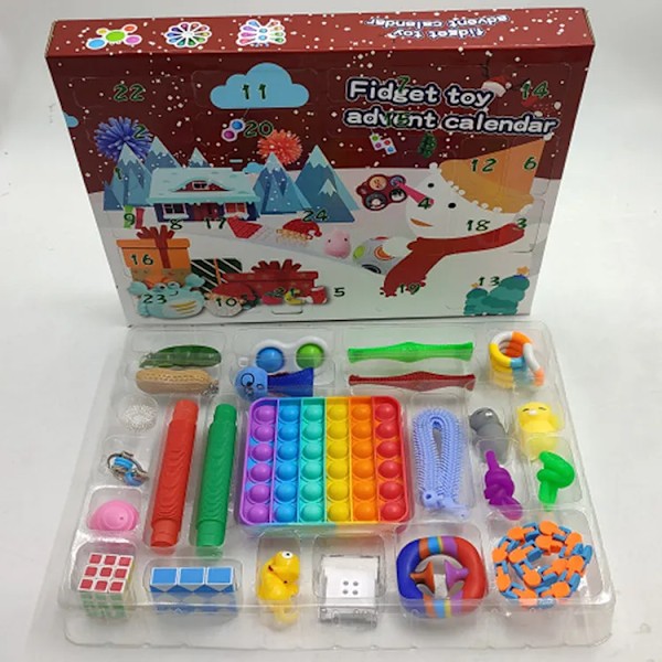 Adventskalender 2024, Sæt med Fidget Legetøj, Sanse Fidget Legetøj, Jule Nedtællingskalender