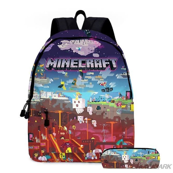16 tommer Minecraft 3d-print børne rygsække pige drenge rygsæk børne skoletasker tegneserie børnehave rygsæk høj kvalitet Black