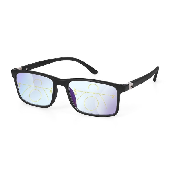 Klassiske mænds bifokal afstand og nær læsebriller Multi-fokus automatisk plastic-black -1.50