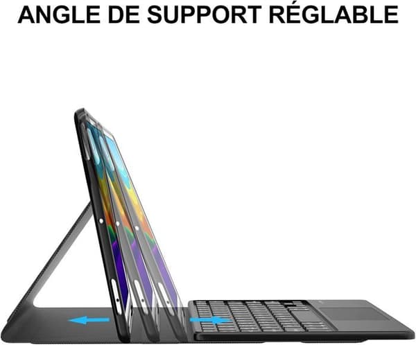 Tastaturetui med trackpad - Kompatibelt med iPad 9/8/7 - AZERTY - Bluetooth - PU-læderbeskyttelse - Sort