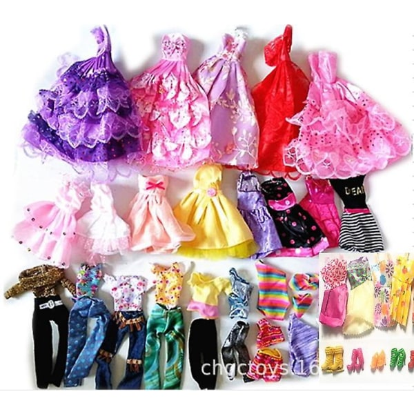 35 stk/sæt Barbie Dukke Kjoler Skosmykker Tøj Tilbehør Påklædningsspil til 30 cm dukke