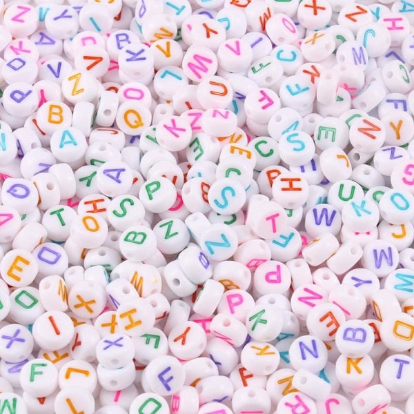 100/200/300 stk. 7mm Akryl Farverige Vokaler Enkle Bogstaver Runde Flade Perler DIY Hjemmelavet Halskæde Armbånd Smykker Tilbehør Tilfældig Mix1 Random Mix1 100pcs