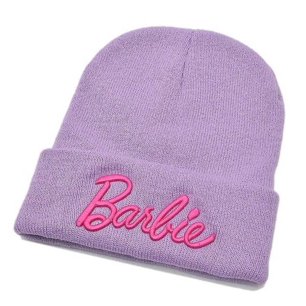 Barnens Barbie Stickad Mössa Beanie Höst Vinter Utomhus Keps Barbie Fans Hatt Gåvor Light Purple