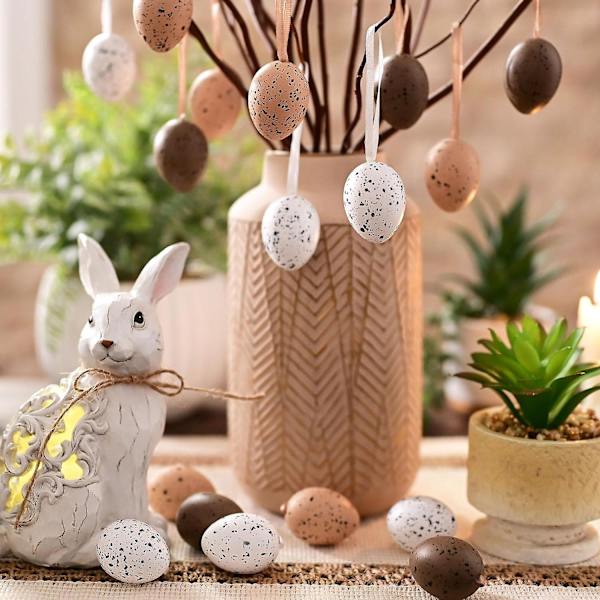 Valery Madelyn 18-pack Påskägg Dekoration Trädprydnader Set, 4CM Osplitterliga Hängande Påskägg för Träd, Färgglada Påskkorg Fyllmedel Ägg Bulk Woodland