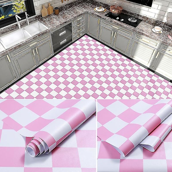 Itseliimautuva vedenkestävä lattia, ei liukastuva, kylpyhuoneeseen, keittiöön, olohuoneeseen, paksu ja kulutusta kestävä Pink And White Two color