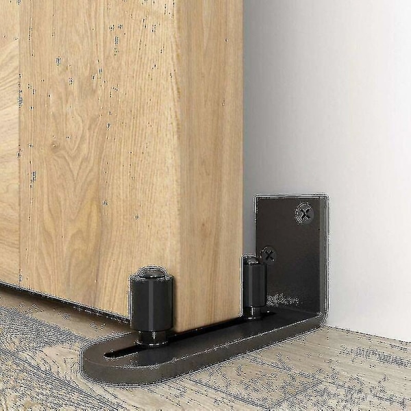 Kryc-new Justerbar Stay Roller Hardware Kit Gulvføringer Til Skydedør, Sort