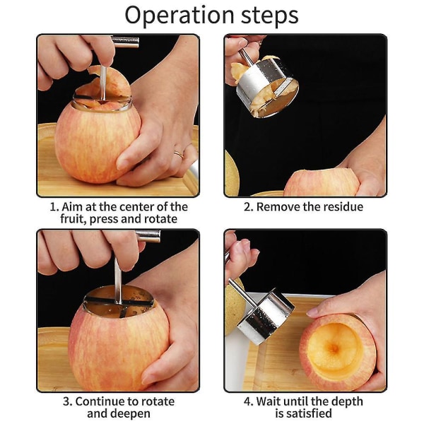 Ruostumattomasta teräksestä valmistettu monitoiminen Applen päärynäytimen erotin keittiötyökalu, hedelmäsydänpoistoaine helppokäyttöinen Large