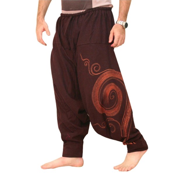 Herr Yoga Byxor Bohemia Style Plisserade Oversized Special Harem Byxor Brown XL