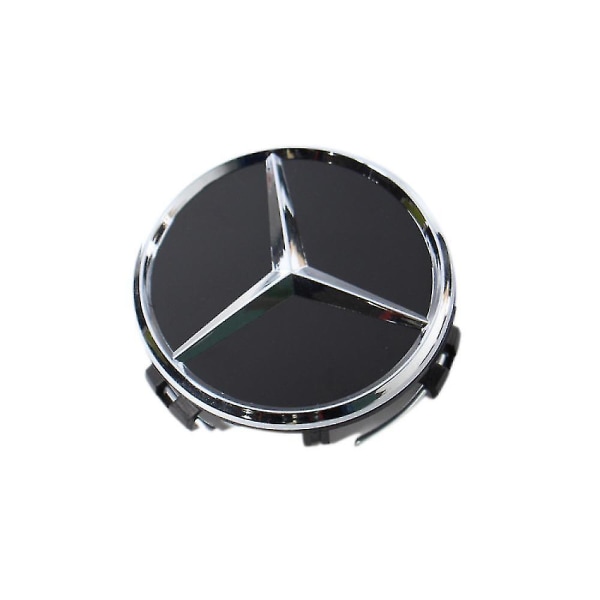 4-delad Bilhjulsöverdrag, Benz-logotyp 75 mm Hjul, Centrala Hjulöverdrag Fälg Logotyp 3 Hörn Fälg Emblem black