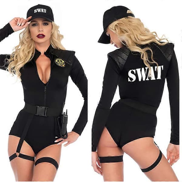 Dame 5 dele Swat Team Babe Kostume Bodysuit
