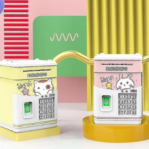 Elektronisk Sparegris til Børn med Kode, Elektronisk Pengeboks til Børn, Sikker Pengeboks til Børn Pink