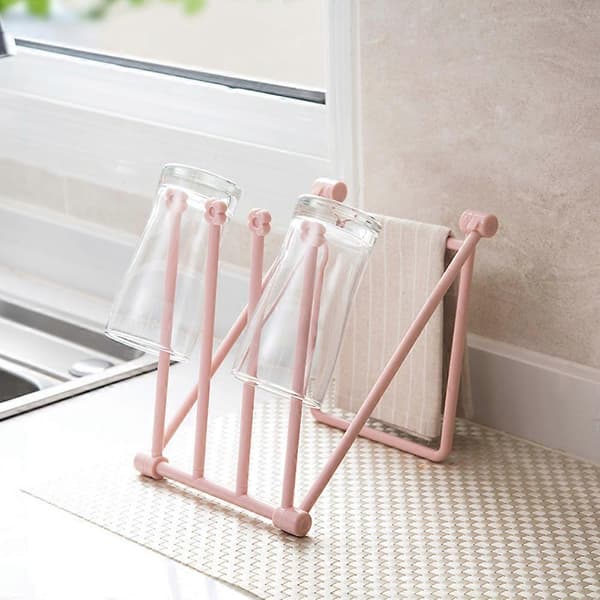 Sammenleggbart tørkestativ plassbesparende Pink
