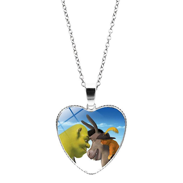 Shrek-elokuvan sydänkaulakoru, piirretty anime-lasi-kaappikoru sydänriipus kristalli kaulakoru miehille ja naisille muodikkaat korut lahja Style-5