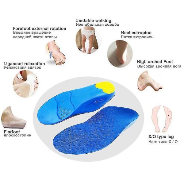 Ortotiske såler for barn med flate føtter, bue støtte og korreksjon, fotpleie for barn, ortopediske såler, skoinnlegg EU23-26 16.5cm