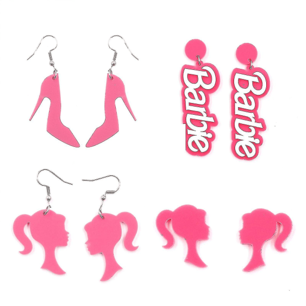 Kompatibel med Barbie Girl örhängen för kvinnor flickor, akryl Hoop Stud Drop Dangle örhängen, hypoallergena för känsliga öron 1 sets