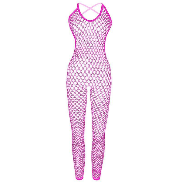 Sexet kvindelige netstrømpebukser Body Suit Strømper Slynge Bamser uden skridt Bamse Bodysuits Bodystrømper Dame Lingeri purple
