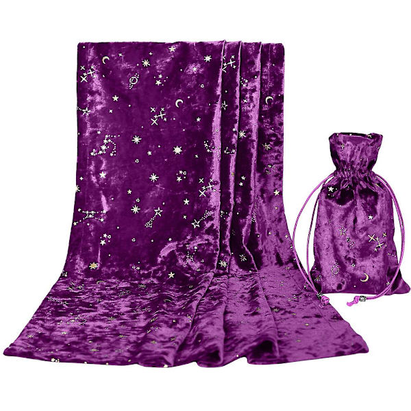 Alttarin Tarot-pöytäliina yhdellä pussukalla 69 * 69cm Tähdet kaikkialla taivaalla purple