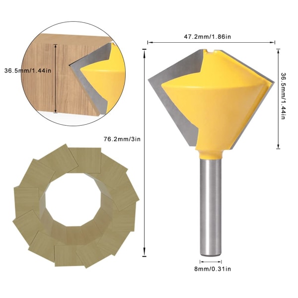 Polygonfreser med 12 sider, 8 mm skaft, for trebearbeiding