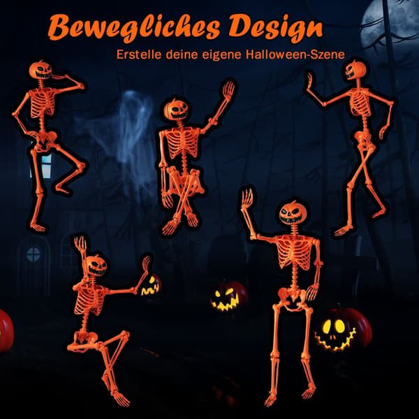 Posable 1.6m Halloween Skeleton with Pumpkin Head 2750