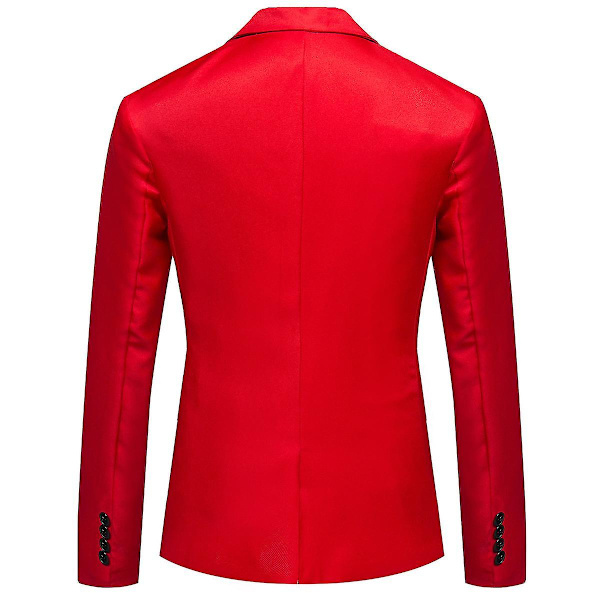 Allthemen Herre Business Casual Enknaps Jakke med Hakket Rever i Ensfarvet Red M