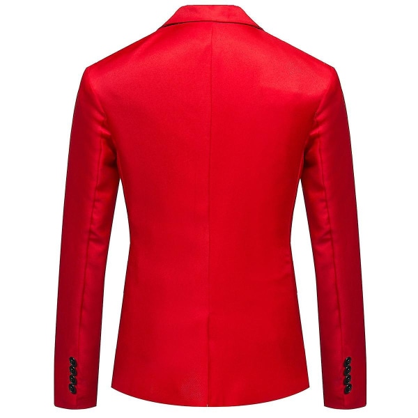 Allthemen Herre Business Casual One Butched Revers Ensfarvet jakkesæt Red M