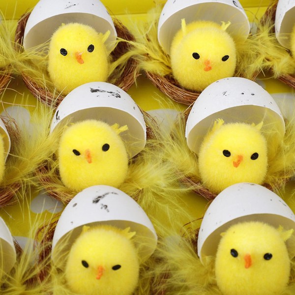 Påskdekoration Söt Chick Hemdekoration presentförpackning Mini påskkycklingar