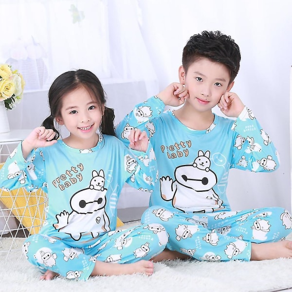 Børn pige dreng tegneserie pyjamas sæt lang pyjamas Pjs nattøj nattøj Baymax 4-5 Years