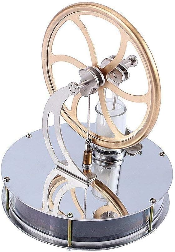 Unique Coffee Timer Steam Engine Model For Thermal Energy Conversion And Puzzle Toy, Elegant Design With Low-Friction Piston For Education And Science