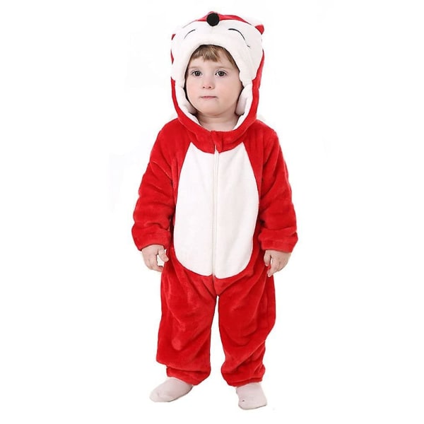 Reedca Toddler's Dinosaur Kostume Børne Sød hætte Onesie Dyrekostume Halloween Red fox 18-24 Months