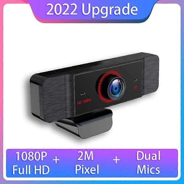 Webkamera 1080p, webkamera med mikrofon for PC, USB-webkamera for datamaskin, 2 megapiksler, 1920x1080 oppløsning, FHD CMOS-sensor