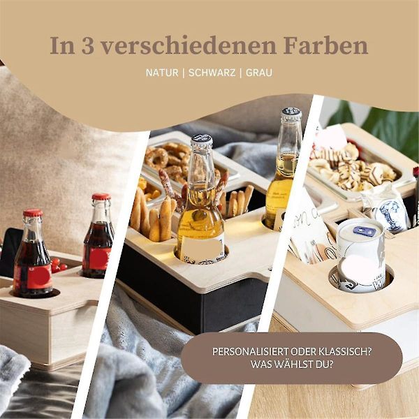 Couchbar - Personlig 2 Snackskoller (levering ikke inkludert), arrangør og flaskeholder - Couchbu