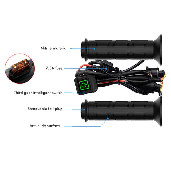 12V Motorcycle Handlebar Heater Cover Adjustable Temperature Electric Heating Waterproof Grip
