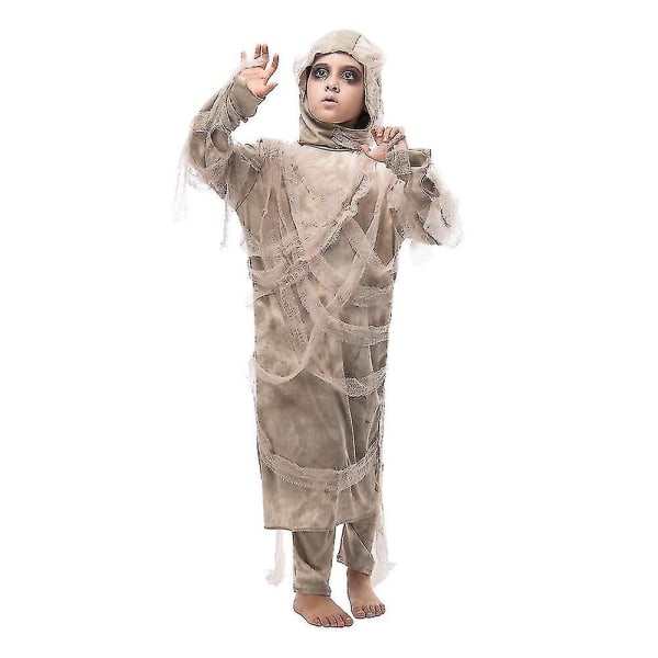 2022 Nye Barn Skremmende egyptisk Mumie Kostyme Barn Halloween Skrekk Mumie Wrap Outfit Cosplay Carnival Påske Purim Fancy Dress Girl L