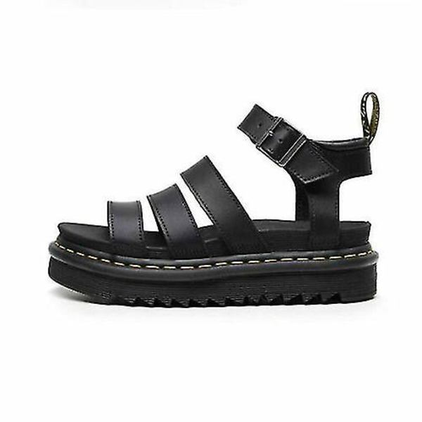 Kvinnors Chunky Sandaler Tjocka Sula Remmar Block Flatforms Skor Sommar Black 36