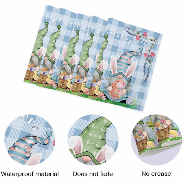 4 stk påske dekkebrikker Bomull Lin Varmebestandig bordmatte Bunny Gnome Dekkebrikke Style 3