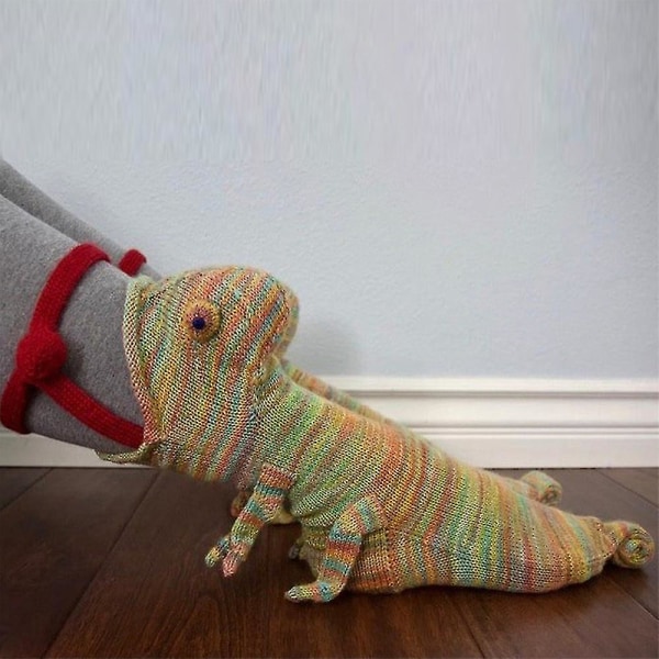 Unisex Julstrumpor med Djurmönster i Stickad Design - Snygga Mid-Calf-Strumpor Chameleon