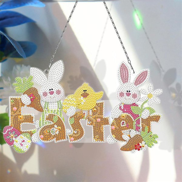 Easter Egg Bunny Diy Diamond Painting Hengende Ornament Pendant Home Decoration B